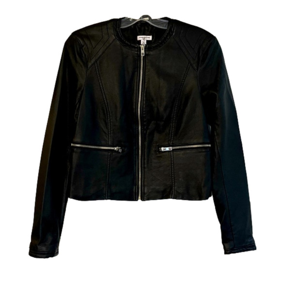 Jacqueline de Yong Dream Faux Leather Cropped Jacket Black 36 - Picture 2 of 16
